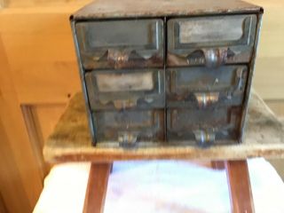Wow Vintage 6 Drawers Bins Box Cabinet Metal Shop Tools Industrial Jewelry Pull