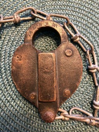 Vintage Brass A&w Railroad Padlock Lock For Akron & Barberton Belt Rr