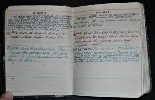 Handwritten Personal Daily Diary Jan 1941 To Feb 1943 - See Desc