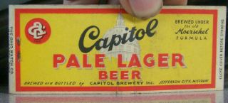 Vintage Matchbook U5 Jefferson City Missouri Capitol Pale Lager Beer Moerschel