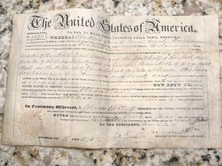 Antique Land Deed Ionia County Mi 1848 And Signed James K Polk Obadiah Ln