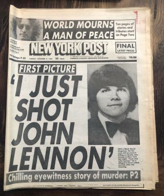 York Post Ny December 9 1980 Newspaper I Just Shot John Lennon Assassination