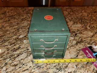 Vintage Wards Master Quality Metal Organizer Small Tool Box with 4 Drawers 2