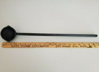 Vintage 20 " Heavy Cast Iron Blacksmith Lead Melting Pot Ladle Spoon Long Handle