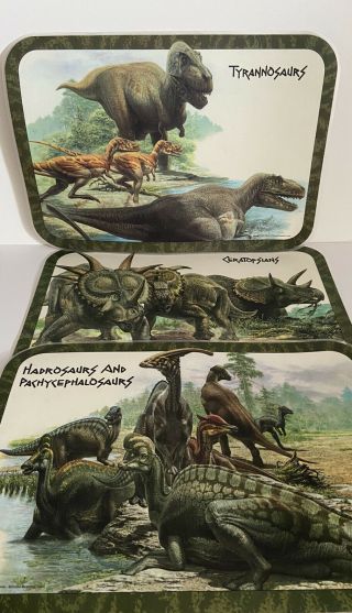 Vintage Dinosaur Laminated Placemats Set Of 3 Activity Double Sided Vintage 1980