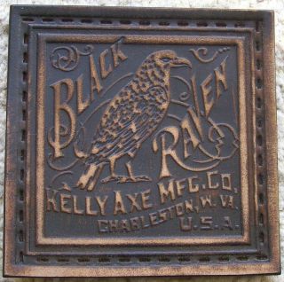 Kelly Black Raven Embossed Axe Leather Patch