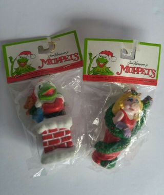 Set Of 2 Muppets Xmas Ornaments - Kermit & Miss Piggy Jim Henson Kurt Adler