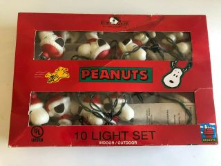 Vintage Kurt Adler Peanuts Snoopy Christmas Plastic 10 Light Set String