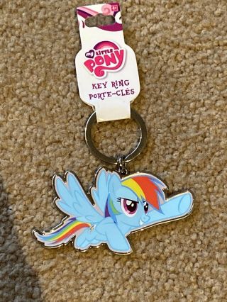 My Little Pony Rainbow Dash Stainless Steel Keychain Key Ring Silver Hasbro Rare