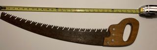 Vintage Disston Hand Saw With Rustic Curved Cross Cut Blade 29” Long 3