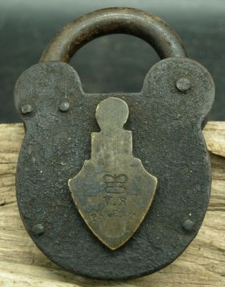 Queen Victoria Regina V.  R.  Antique British Pad Lock With Orginal Key (b2)