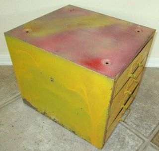 Vintage All Metal 4 Drawer Small Parts Cabinet Box,  Garage Organizer Industrial 2