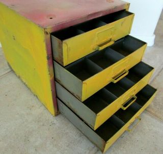 Vintage All Metal 4 Drawer Small Parts Cabinet Box,  Garage Organizer Industrial 3