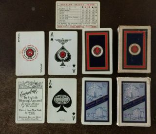 2 Antique Decks Playing Cards National Bellas Hess And May Co Dept Stores C1920s