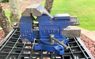 Vintage 4 1/2 Inch Blue Wilton Bench Vise