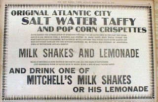 1909 Newspaper W Large Early Ad For Atlantic City Jersey Salt Water Taffy