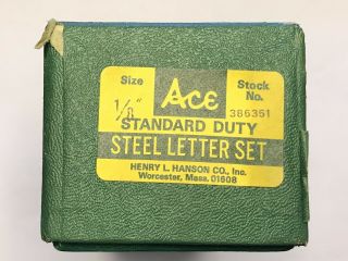 Vintage A Thru Z Henry L.  Hanson Ace 1/8” Size Steel Letter Punch Set 386351
