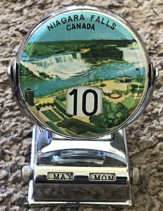 Vintage 1960’s Niagara Falls Canada Metal Souvenir Flip Perpetual Calendar