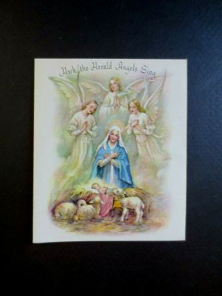 L577 Vtg Marjorie M.  Cooper Xmas Greeting Card Madonna & Child & Angels