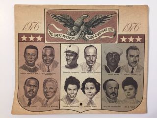 Vintage 1976 Great American Negro Calendar Black African American Heroes History