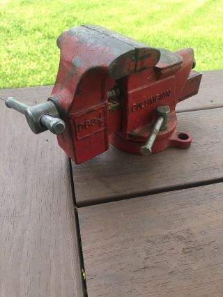 Vintage Columbian Usa No.  03 1/2 Swivel Bench Vise W/pipe Jaws & Anvil 63 - 3