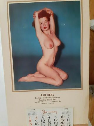 Vintage Large 1956 Nude Pin Up Calendar With Full Calendar Pad Nos
