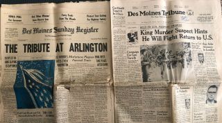 Martin Luther King Suspect James Earl Ray 2 1968 Iowa Newspapers Rfk Kennedy