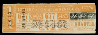 1863 Lottery Of The State Of Kentucky 26 54 66