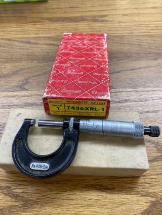 Starrett Micrometer T436xrl 1in W/original Case Wrench Machinist Tool