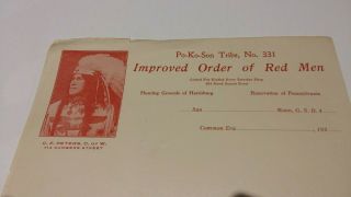 1920 Harrisburg Pennsylvania Letterhead Wigwam of Po Ko Son Tribe No 331 2
