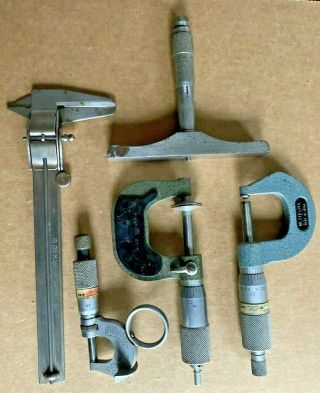 Machinist Tools L.  S.  Starrett Brown Sharpe Micrometer Caliper Depth Mitutoyo