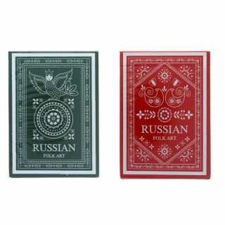 Russian Folk Art Ltd Ed Playing Cards,  By Natalia Silva.  Green & Red,  W/auto