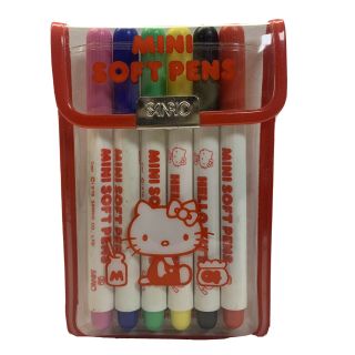 Vintage 1976 Sanrio Hello Kitty Mini Soft Pen Set Case
