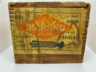 Garwood Jersey Diamond Expansion Bolt Co Antique Nj Wood Box Crate