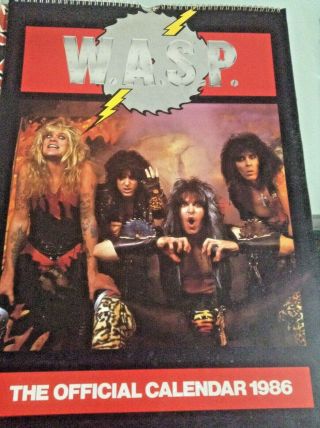 Vintage 1986 Official W.  A.  S.  P.  Wall Calendar Heavy Metal 16x12 Retro Large Big