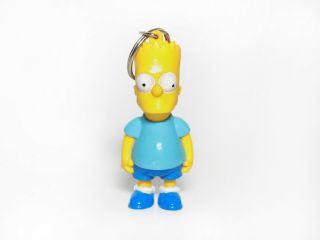 Vintage Bart Simpson 1990 Pvc Keychain 3.  5 " Figure - Light Blue Shirt