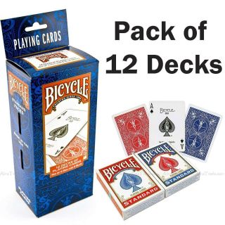 Bicycle Playing Cards Poker 12 Pack - 6 Blue & 6 Red Standard Decks Games