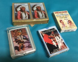 5 Vintage Decks Of Playing Cards Native American Chiefs And Brave
