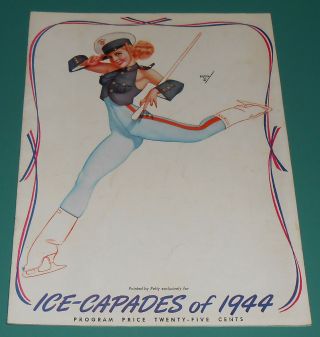 Vintage 1944 Ice Capades Program George Petty Art Pin Up Military Girl Cover Ww2