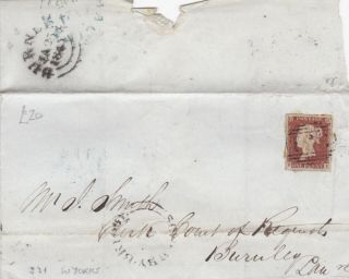 1845 Qv York Sowerby Bridge Udc On Cover With A 4 Margin 1d Penny Red Stamp