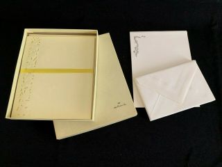 Vintage Hallmark Stationery Box Set Letter Writing Paper Embossed Seashells Bird