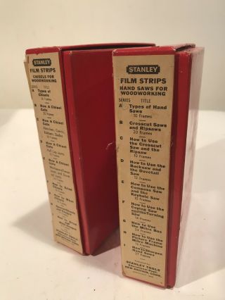 VINTAGE 1960 STANLEY TOOLS HAND SAW & CHISELS TRAINING FILMSTRIPS In BOXES 2