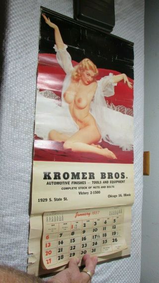 Vintage 1957 Pin Up Girly Risque Advertising Calendar Kromer Bros.  Chicago Il.