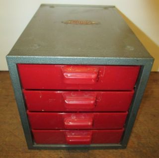 Vintage Craftsman 4 Red - Drawer Small Part Cabinet Organizer 50s Storage