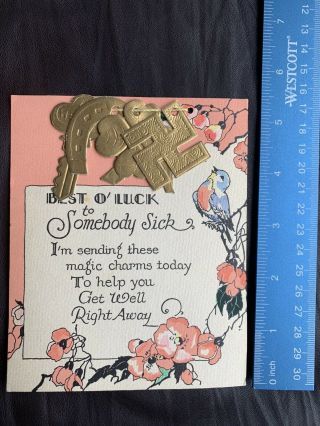 Look Luck Charms Swastika Get Well Soon Card