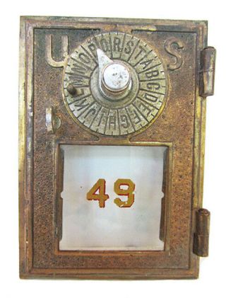 49 Us Post Office Mail Box Brass Door Combination Lock Pat Feb 26 1896