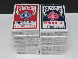 12 Decks Bicycle Rider Back Standard Pinochle Playing Cards 6 Red & 6 Blue