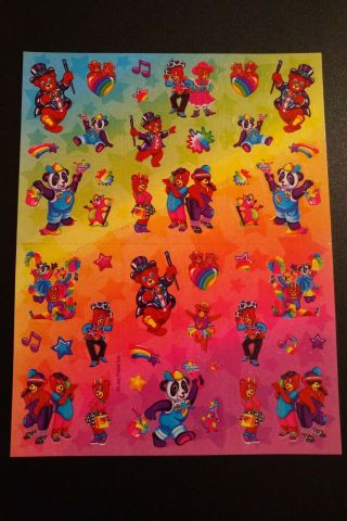 Lisa Frank Sticker Sheet Rare Rainbow Painter Panda S393 Vtg 80s 90s