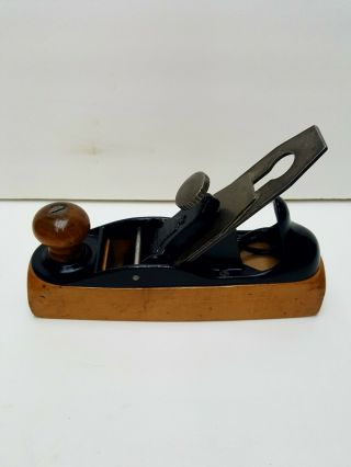 Restored Vintage Stanley No.  122 Transitional Hand Plane.  Liberty Bell Cap Iron.