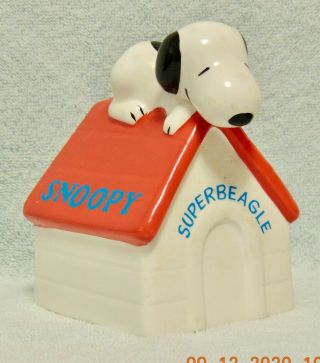 Vintage Ceramic Snoopy On Dog House Willitts Music Box - - Home Sweet Home - 1989